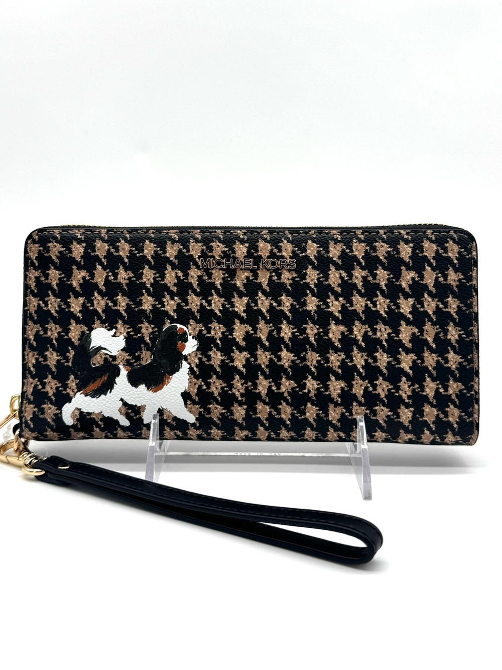 Michael Kors Large Continental Wallet Wristlet Black/Camel